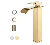 Onyzpily Basin Tap High Arc Tall Basin Mixer tap Commercial 1-Hole Brass Single Lever Deck Mounted,Gold Finish