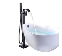 Onyzpily Freestanding Bath Taps Bathroom Mixer Tap Bathtub Tap Handheld Shower Head Floor Mounted Brass Black