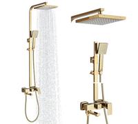 Onyzpily Gold Shower Mixer taps Shower Set Shower System 3-Function with Rainfall Shower Handheld Bath tub
