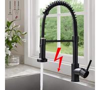 Onyzpily Low Pressure Kitchen Tap Black 360° Rotation Single Lever Mixer Tap With Double Nozzle