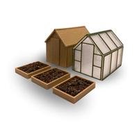 OO Gauge Garden & Allotment Set by Trackside3D - Model Kit with Greenhouse, Wooden Shed & Planters - Easy To Assemble Railway Scenery