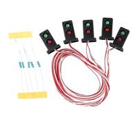 OO Gauge Model Railway Dwarf Signals 5 Pcs 20mm 2-Aspect Green and Red LED Light with Resistors for 3V Operation,ABS Steel Construction Model Train Layout Accessories for Scenery and Street Lighting