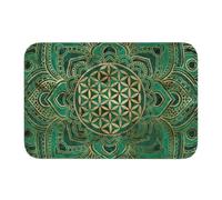 OOAHJEID Absorbent flannel doormat Flower Of Life In Lotus Floor Door Kitchen Bath Mats Anti-Slip Mandala Sacred Geometry Doormat Living Room Entrance Rug Carpet