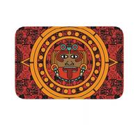 OOAHJEID Bathroom door mat Mexican Flag Bathroom Mat Mayan Aztec Calendar Doormat Living Room Carpet Entrance Door Rug Home Decoration