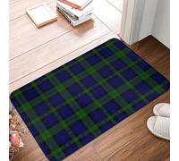 OOAHJEID Flannel absorbent door mat Black Watch Blue Tartan Anti-slip Floor Mat Dust-proo Carpet Rug
