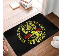 OOAHJEID Flannel absorbent door mat Cobra Kai Kitchen Bath Mats Anti-Slip Outdoor Strike First Strike Hard 80S Movie Doormat Entrance Rug