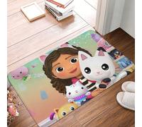 OOAHJEID Flannel absorbent door mat Gabbys Dollhouse Front Anti-Slip Indoor Absorbent Gabby Cat Pandy Paws Kitchen Bedroom