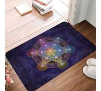 OOAHJEID Flannel absorbent door mat Metatron's Cube Merkabah Doormat Anti-Slip Entrance Kitchen Bath Mat Flower of Life Living Room Carpet Rug
