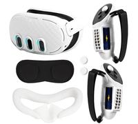 OOAVR Protective Accessories Set for Meta Quest 3 Headset, Controller Cover, 3 Silicone Face Pads, VR Lens Cover, Shell
