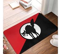 OOAXBEED Custom Anarchist Black Cat Flag Doormat Anti-Slip Entrance Kitchen Bath Door Floor Mats Garden Rug Carpet Footpad