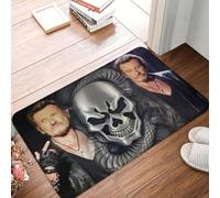 OOAXBEED Custom Johnny Hallyday Skull Front Floor Door Entrance Mats Indoor Heavy Metal Rock Bathroom Kitchen Doormat Garage Carpet Rug