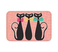OOAXBEED Custom Vintage Mid Century Atomic Black Cats Doormat Mat Anti-Slip Animal Cartoon Kitten Bath Kitchen Balcony Rug Carpet
