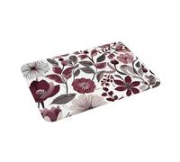 OOAXBEED Deep burgundy, grey and white scandi floral pattern Anti-slip Doormat Floor Mat for Kitchen Entrance Living room Footpad Mats