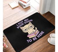 OOAXBEED I Put My Book Down To Be Here Funny Reading Cat On Books Non-slip Doormat Floor Mat Kitchen Entrance Home Bedroom Footpad Mats