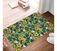 OOAXBEED Irish Flag St Patrick's Day Shamrock Clover Leaf Doormat Anti-Slip Kitchen Mat Bedroom Balcony Door Floor Entrance Carpet Rug-20x32 inch