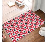 OOAXBEED Red Geometric Heraldic Fleur De Lis Non-slip Doormat Floor Mat Antiwear Carpet Rug for Kitchen Entrance Home Balcony Footpad Mat