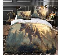 OOBAPZIIE 3D Dinosaurs Printed Luxury Duvet Covers Set Jurassic Dinosaurs Bedding Set 3D Print Comforter Cover with Pillows Soft Esay Care Quilt Cover Bedroom Collection 3Pcs Double（200x200cm）