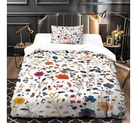OOBAPZIIE Botanical Flower Duvet Cover Set 3D Geometric Style Printed Bedding Quilt Cover Set with Pillowcases Hidden Zipper Microfiber Sport Quilt Cover for Teens And Adults Single（135x200cm）