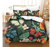 OOBAPZIIE Butterfly 3D Printed Duvet Cover Set 3 Pieces Bedroom Bed Bedding Set Soft Microfiber with Zipper Closure，Pillowcases for Teens And Adults Double（200x200cm）