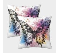 OOBAPZIIE Butterfly Pack of 2 Homeware Cushions with Invisible Zipper Decorative Throw Pillow for Home Decor Sofa Bedroom 40x40cm