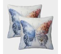OOBAPZIIE Butterfly Pillow Cases Homeware Cushions with Invisible Zipper Decorative 2pc set for Living Room Sofa 50x50cm