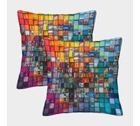 OOBAPZIIE Colored Building Blocks Homeware Cushions Invisible Zipper Decorative Throw Pillow for Home Decor Sofa Bedroom 45x45cm