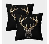 OOBAPZIIE Deer Square Cushion Covers 2pc set Invisible Zipper Decorative Pillow case for Sofa Couch Bedroom with Invisible Zipper 45x45cm