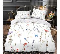 OOBAPZIIE Fashion 3D Botanical Flower Printed Duvet Cover Set Geometric Style Soft Quilt Covers with Zipper Closure,Microfiber Bedding Sets with Pillowcases Double（200x200cm）
