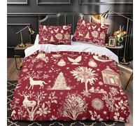 OOBAPZIIE Fashion 3D Christmas Style Printed Duvet Cover Set Snowflakes Trees Soft Quilt Covers with Zipper Closure,Microfiber Bedding Sets with Pillowcases Double（200x200cm）