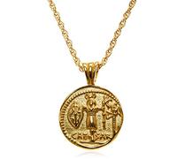 Oobi Doop Gold plated sterling silver coin pendant necklace with adjustable chain and jewellery gift box