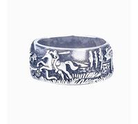 OOCA New engraved ring Dragon and St. George's Battle of St. George Horse Hunter Ring Men's Ring Band Ring
