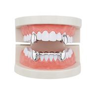 OOCC 18K Gold Plated Brass Dental Grillz, Vampire Dracula Teeth Grillz Set, Gold, Unisex, All Ages and Genders