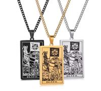 OOCC 3 Pack Vintage Good Luck Amulet Inspired Spiritual Jewelry Hip Hop Pendant Necklace - Retro Bling Chain Costume Jewelry for Men Women, M, Alloy Steel, Rhinestone