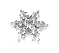 OOCC 5Pcs Metal Stainless Steel Snowflake Ice Crystal Biscuit Cookie Cutter Shaped Mould