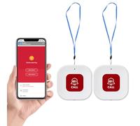 OOCOME 2PCS Wifi Elderly Panic Call Button Alarm, Home Emergency Pager Alert System for Seniors/Patient/Handicapped/Kids, Smart SOS Wireless Caregiver Life Alert, APP Monitoring, No Monthly Fee (2)