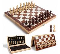 OOCOME Wooden Chess Set for Adults, Portable Folding Magnetic Chess Board Game for Beginners Travel with Portable Storage Board