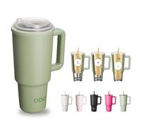 OOD OniVerso 40 oz Stainless Steel Insulated Tumbler with Handle and Straw, Coffee Holder Insulator for Cold Drinks, Cup Holder Friendly, Gifts for Women Men Him Her, Willow Walk (Green)