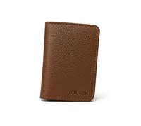 OODARN Slim RFID Blocking Leather ID Wallet, Brown Bifold Card Holder, Minimalist Design, Genuine Pebbled Leather | Bus Card Holder (Brown Milled)