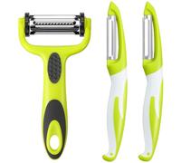OODARN Vegetable Peeler Set of 3 - Multifunction Julienne, Y & Straight Peelers - Sharp Stainless Steel Blades - Easy Grip - Kitchen Gadget for Potatoes, Carrots, Fruit & More (Peeler Pack of 3)