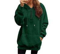oodies for Women UK Oversized Pullover Hoodies Basic Plain Hoody Baggy Lounge Long Sleeve 1/4 Zip Sweatshirt Casual Pockets Hooded Sweat Tops Autumn Winter Ladies Jumpers Preppy Clothes Green Hoodie