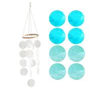 OODJVN 1 White Shell Wind Chime And 8 Pieces Of Double-Hole Shell Pieces, Ocean Wind Decorations, Shell Dream Catcher, Suitable For Garden And Courtyard Decoration.