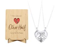 OODJVN 1 Wooden Love Greeting Card and 1 Pair of Magnetic Necklaces, Valentine's Day Gift Set, Romantic Keepsake Accessories, Objects for Couples to Express Their Love.