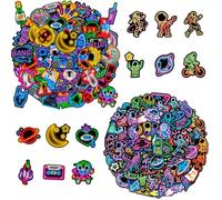 OODJVN 100 Astronaut Rocket Neon Stickers, Sci-Fi Theme Decoration Stickers, Cute Diy Accessories, Suitable For Room, Notebook, Water Cup Decoration.