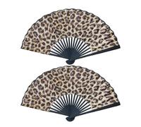 OODJVN 2 Leopard Pattern Fans, Summer Cool Folding Fans, Personalized Fashion Dance Fans, Gifts For Friends.