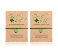 OODJVN 2 Pieces of Four-Leaf Clover Braided Bracelets, Adjustable Lucky Bracelets, Simple Wishing Supplies, Suitable for Colleagues, Friends, and Family Members.