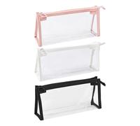 OODJVN 3 Transparent Pencil Cases, Large-Capacity Storage Space, Clear Visibility, Zip Opening and Closing Method, Exam and Study Storage Supplies.