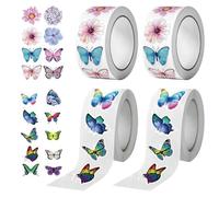 OODJVN 4 Pieces Of Butterfly Roll Stickers, Envelope Sealing Stickers, Hand Ger Decorative Paintings, Mobile Phone Case Decorative Stickers.
