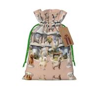 Oodles Of Poodles Christmas Drawstring Sack Gift Bag, Lightweight And Cute In Design