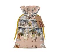 Oodles Of Poodles Christmas Drawstring Sack Gift Bag, Lightweight And Cute In Design