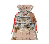 Oodles Of Poodles Christmas Drawstring Sack Gift Bag, Lightweight And Cute In Design